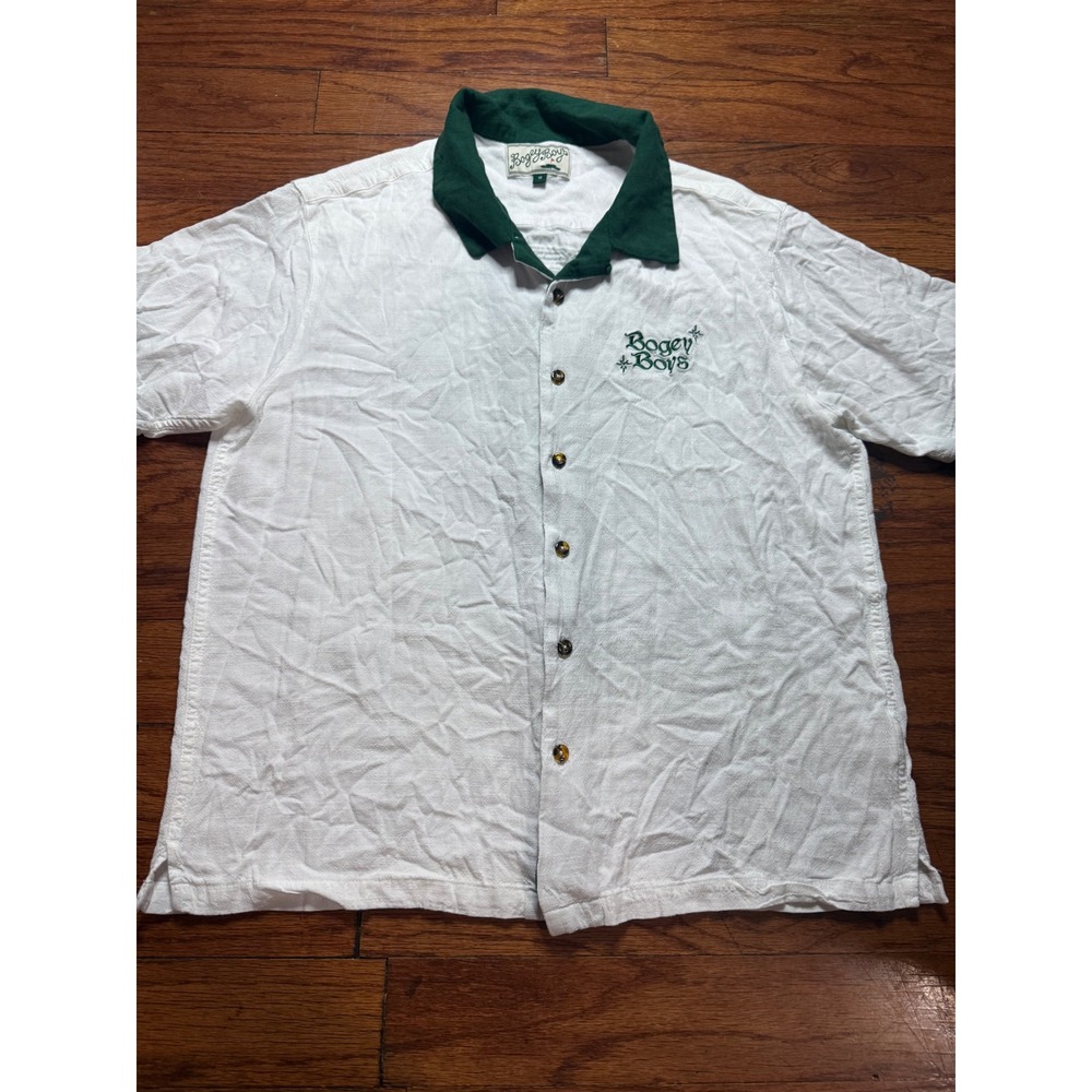 Bogey Boys Local Champions 2021 White Green Cobra Graphic Button Up Shirt Mens M